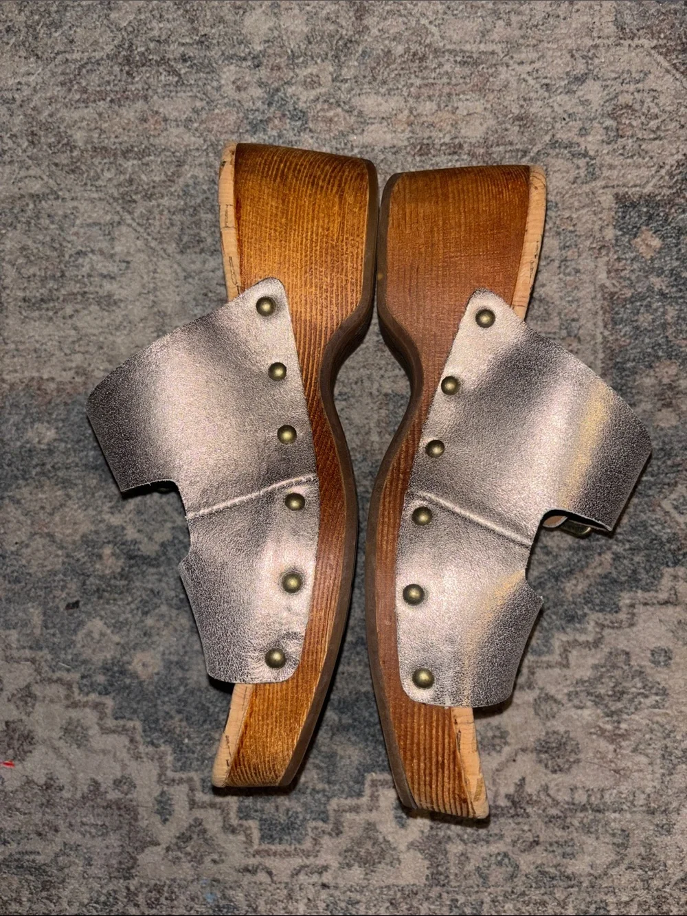Kork-Ease Metallic Bronze Double Buckle Cork Slide Sandals - Women